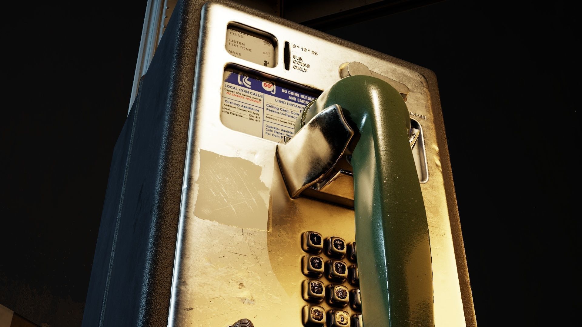 US Phone Booth Low-poly 3D model_3