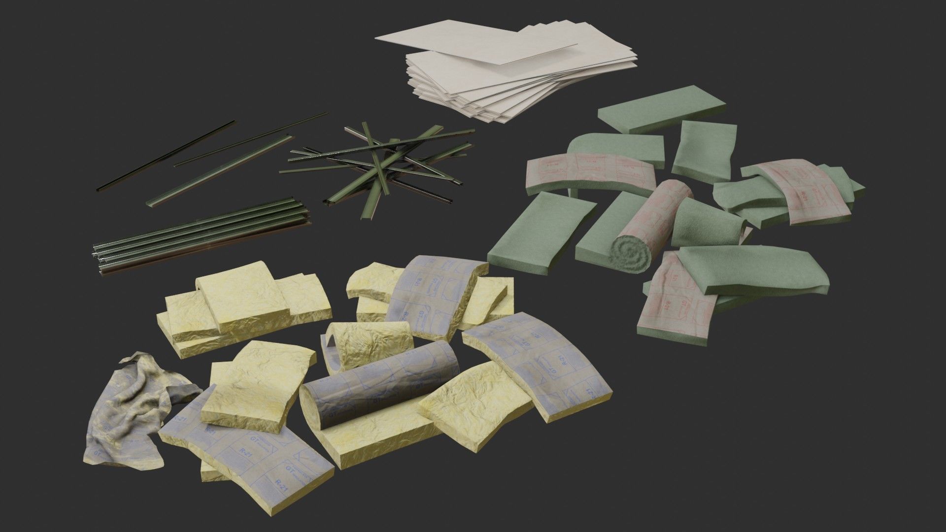 Plaster Plates and Insulations Low-poly 3D model_2