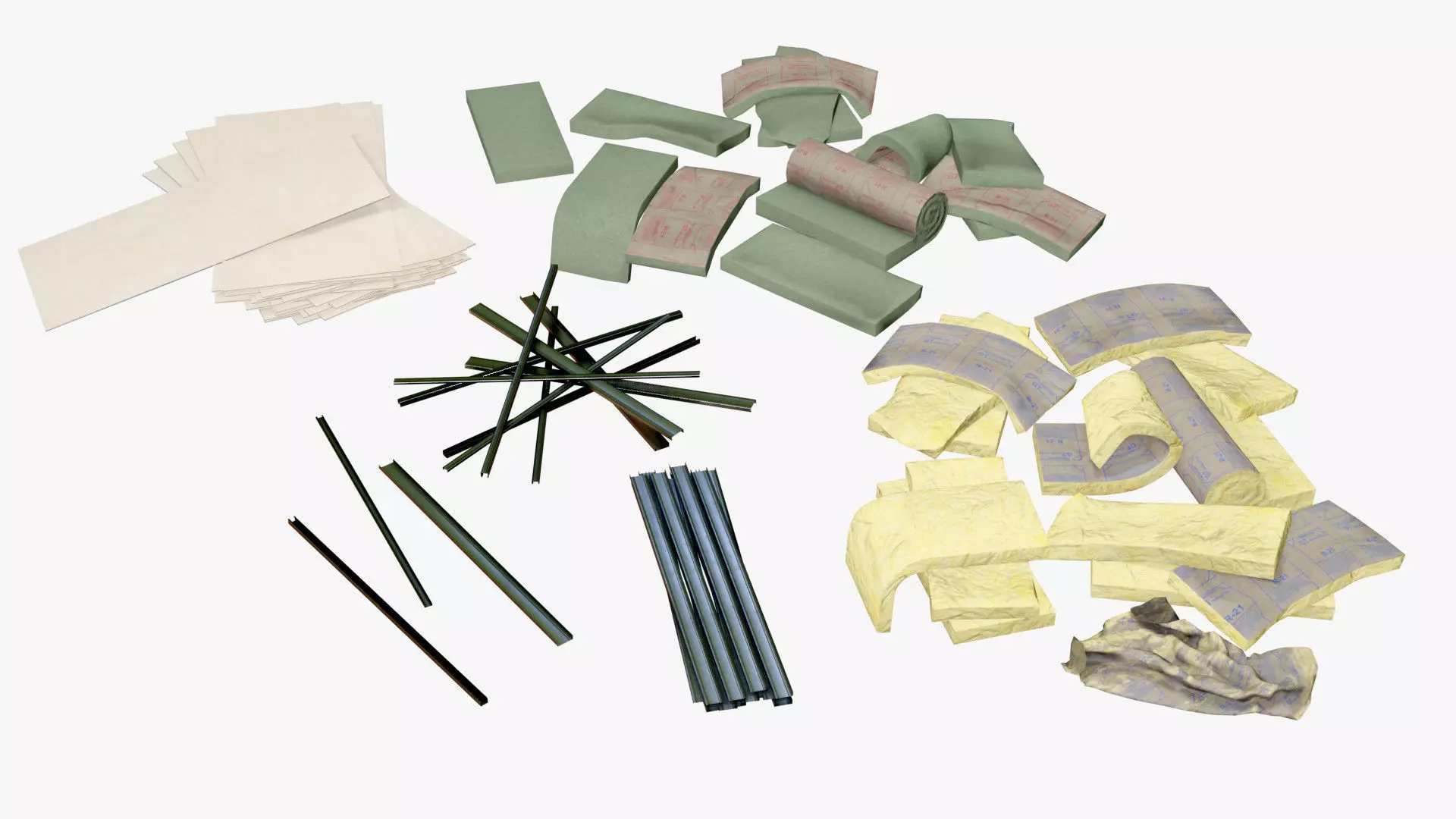 Plaster Plates and Insulations Low-poly 3D model_0