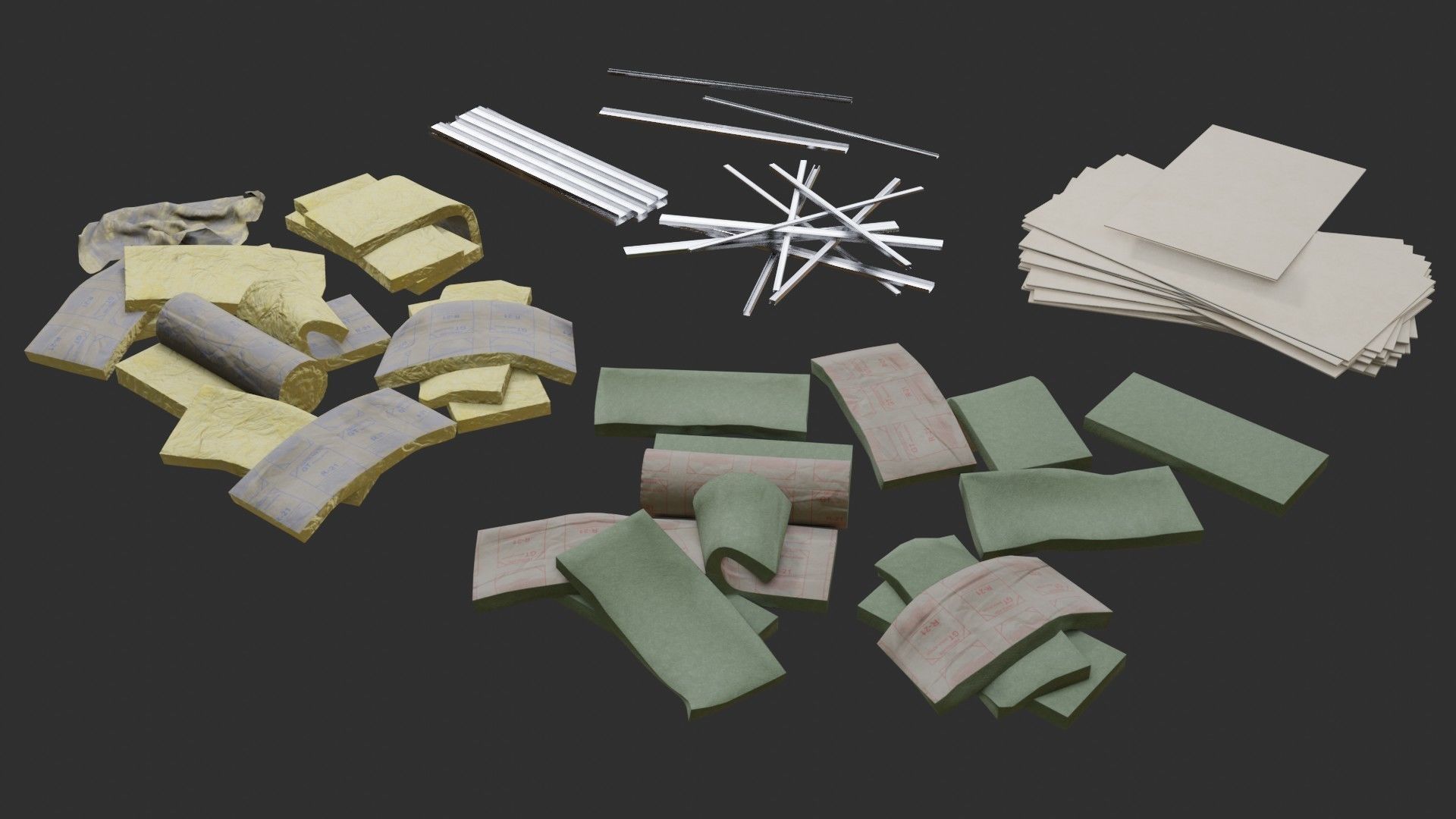 Plaster Plates and Insulations Low-poly 3D model_3