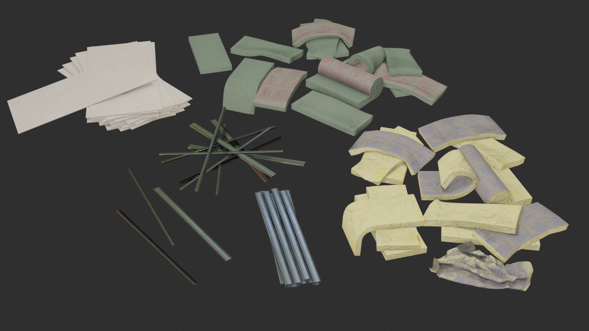Plaster Plates and Insulations Low-poly 3D model_1
