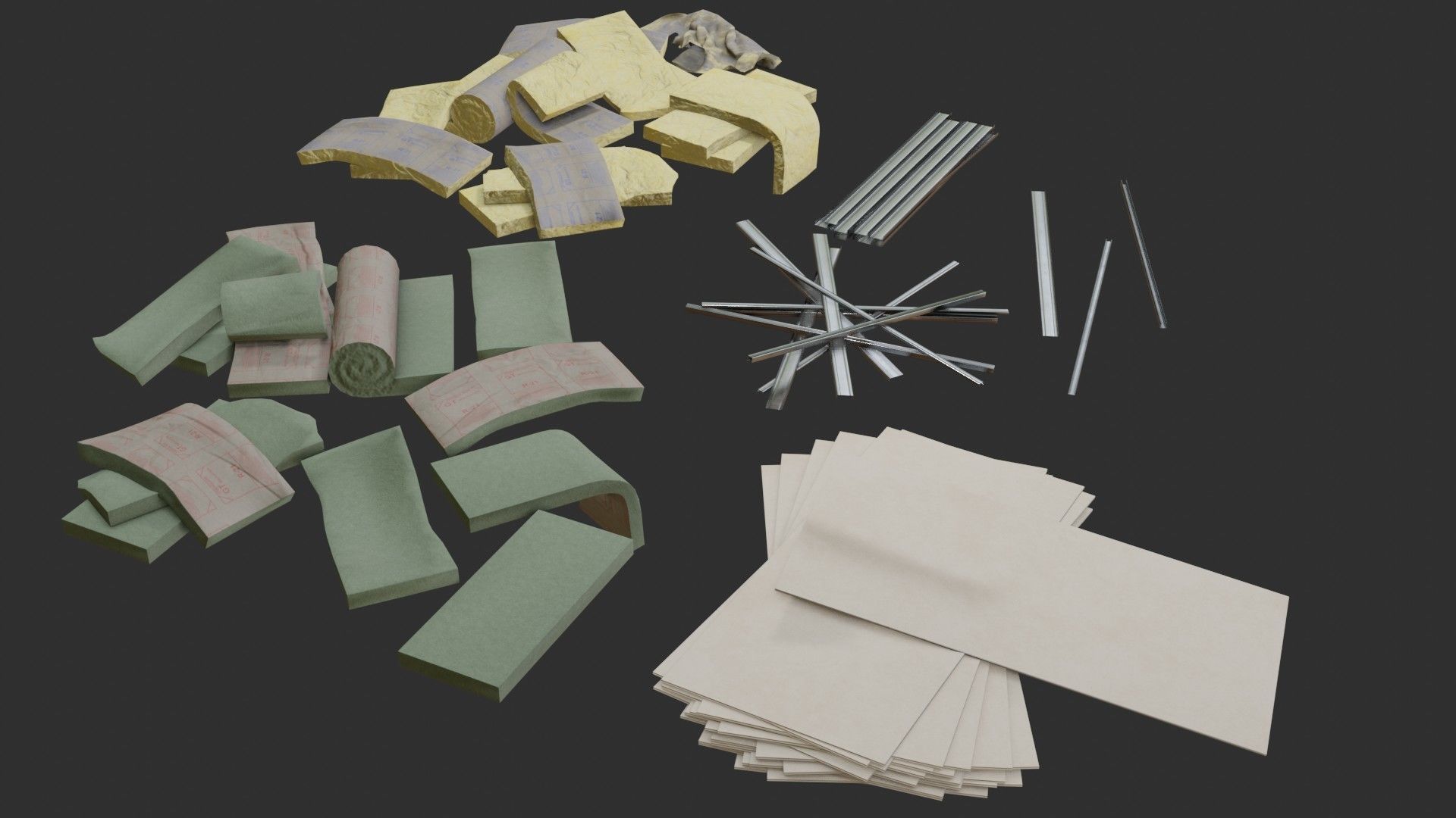 Plaster Plates and Insulations Low-poly 3D model_4