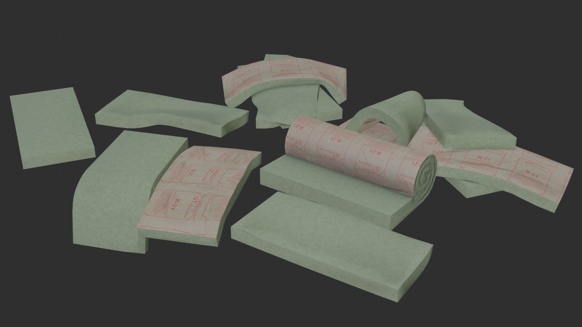 Plaster Plates and Insulations Low-poly 3D model_10