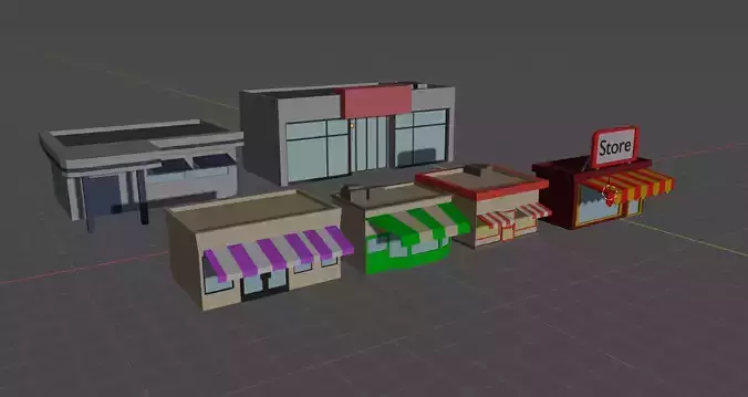 low poly stores pack