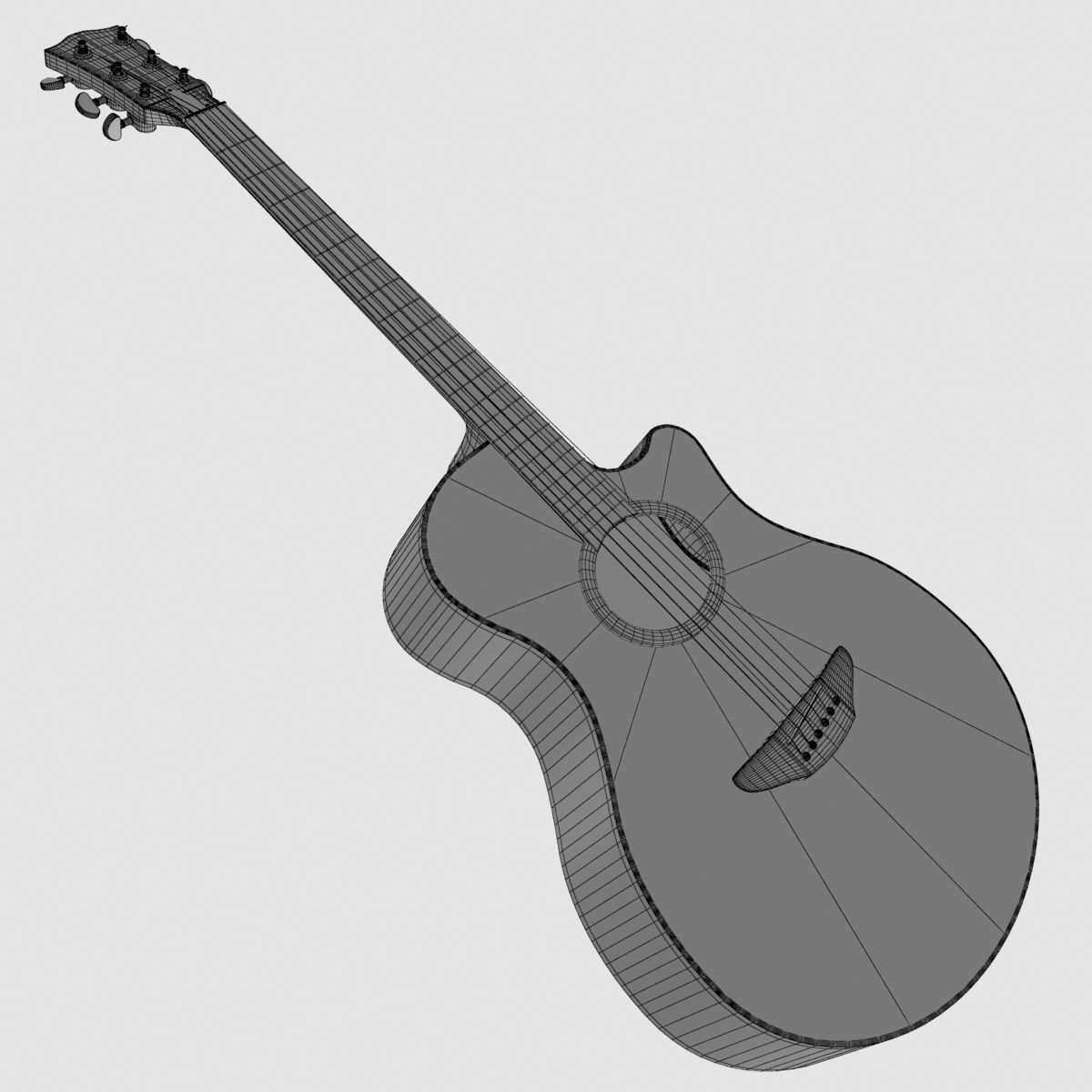 Acoustic Guitar Yamaha APX 3D model_7