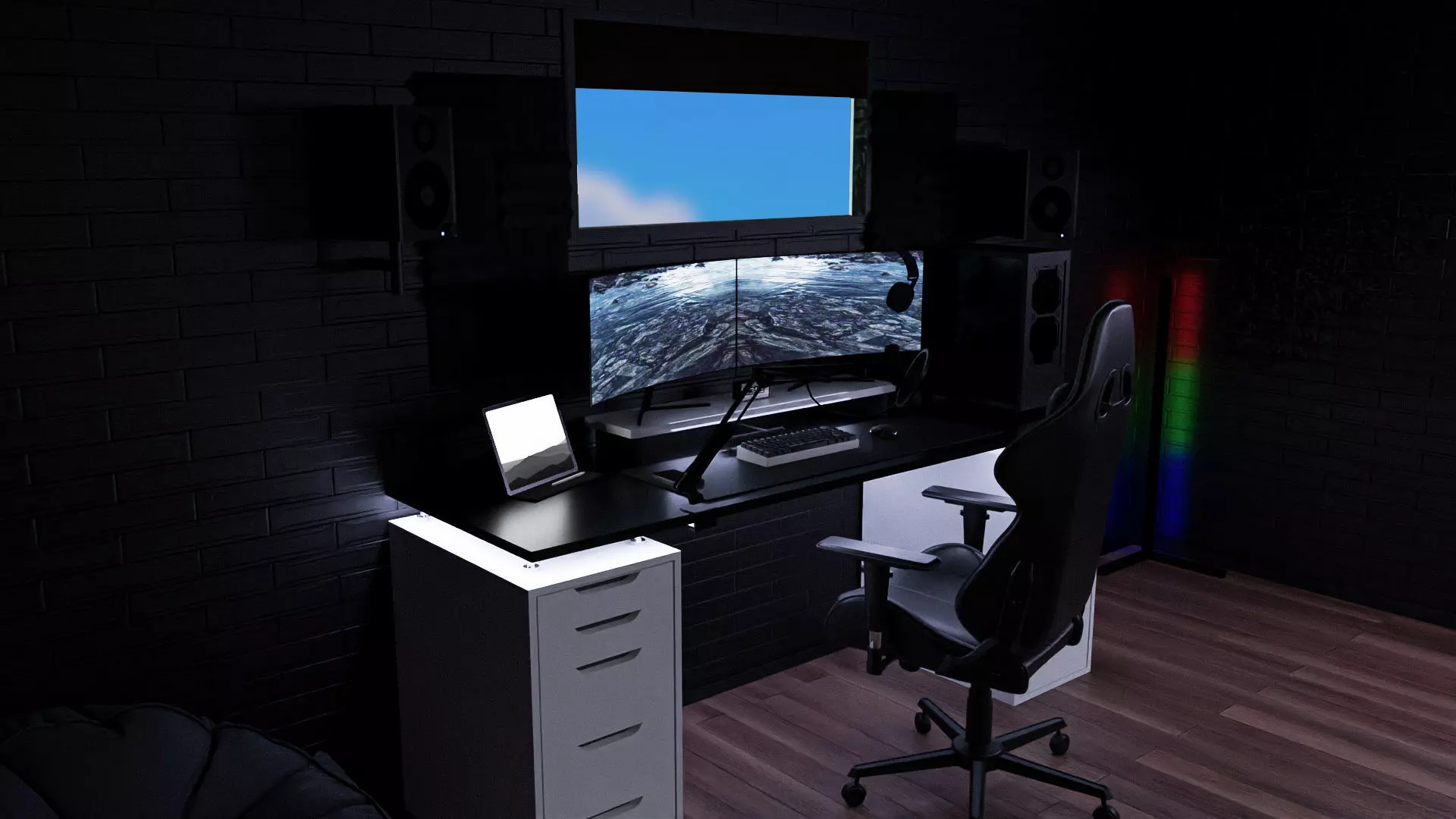 3d modern gaming room for blender 3D model_0