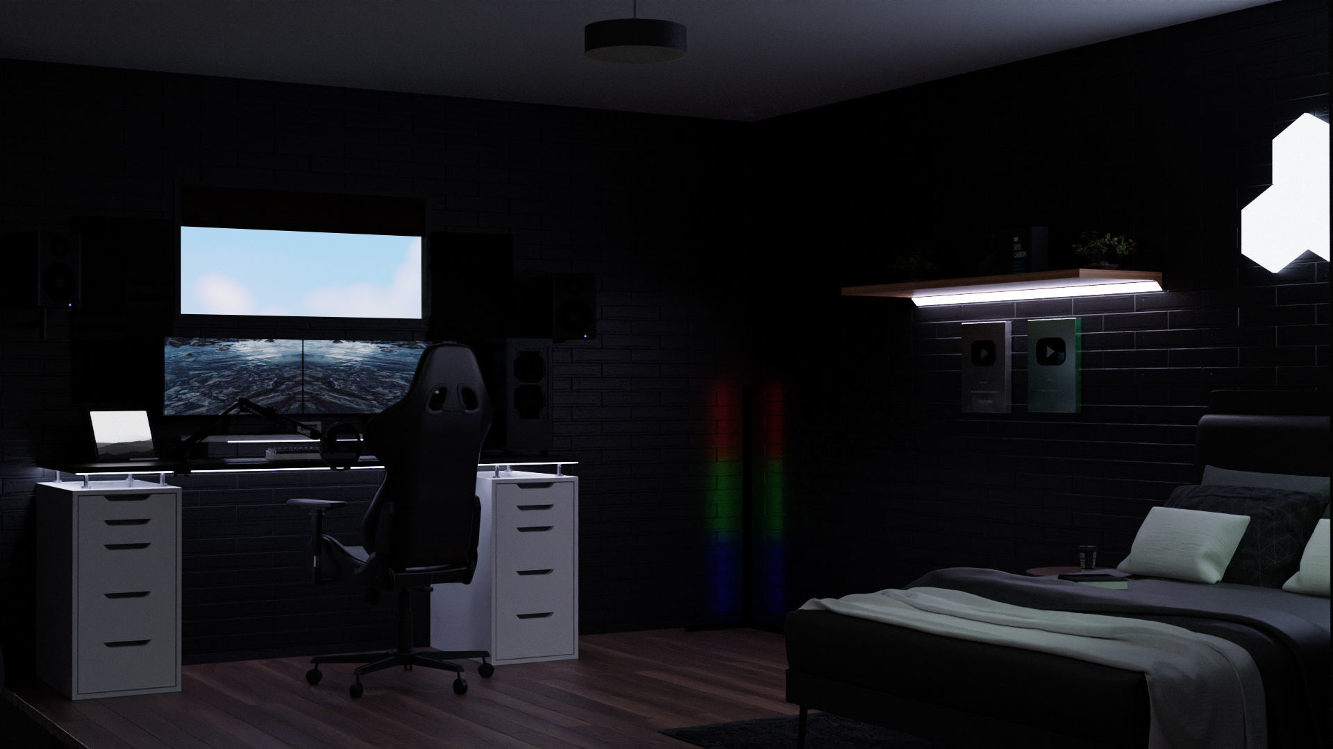 3d modern gaming room for blender 3D model_2