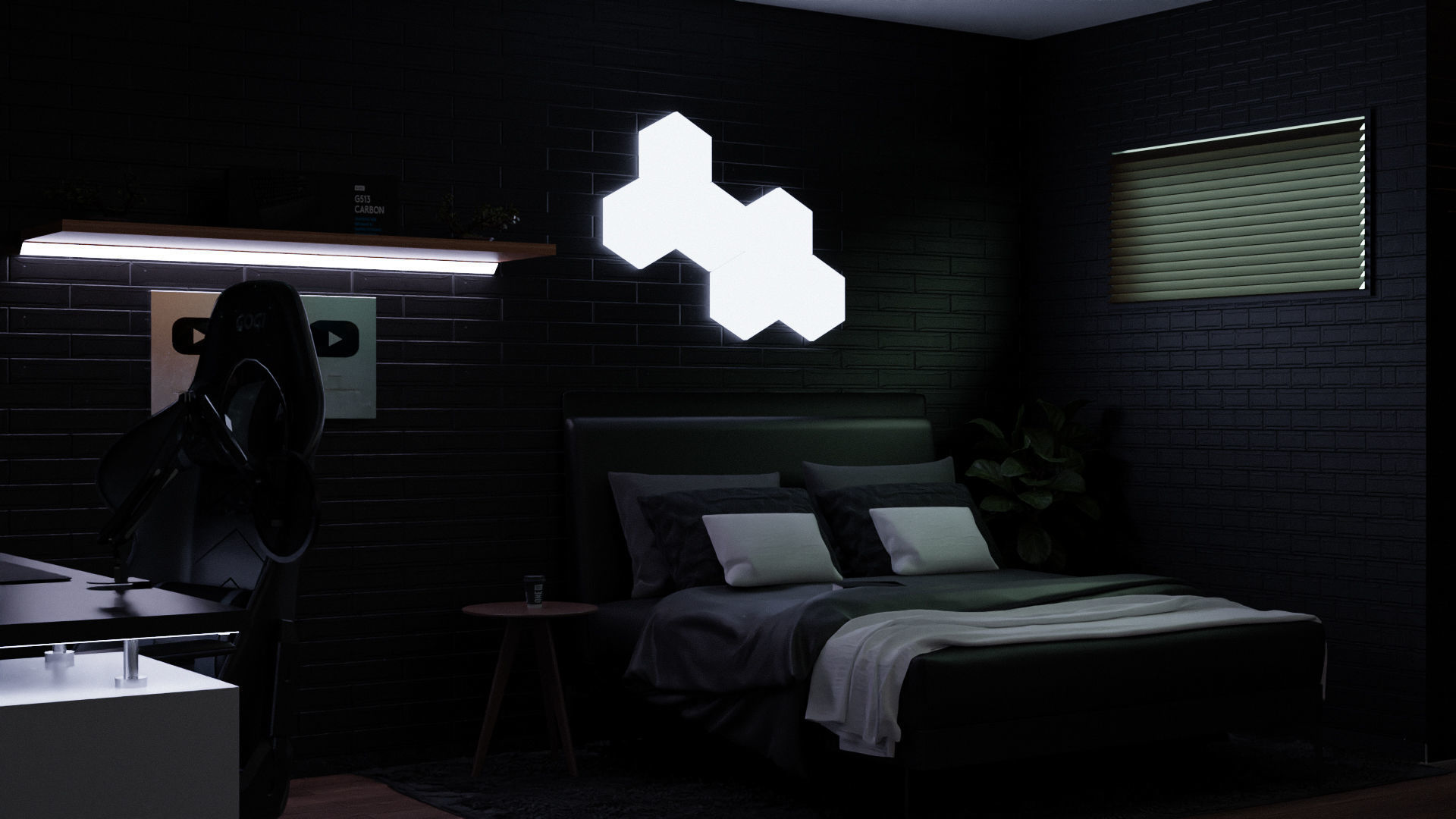 3d modern gaming room for blender 3D model_1