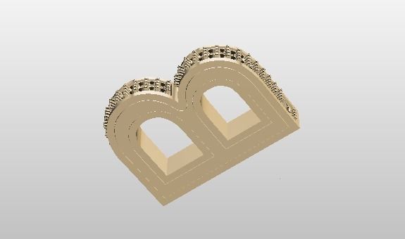 B pendant necklace with gems 3D print model_2