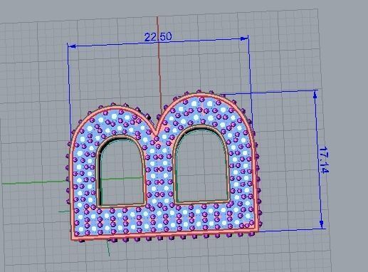 B pendant necklace with gems 3D print model_5