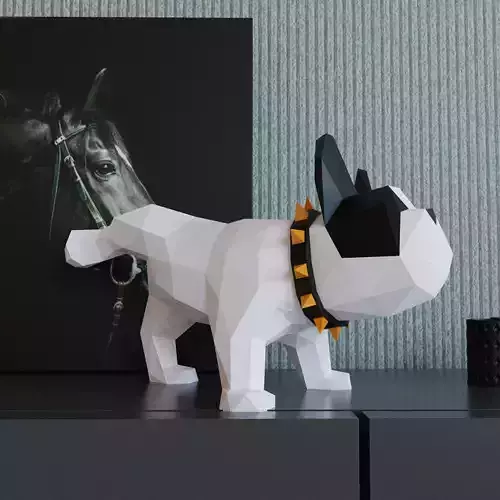 Pissing Bulldog low poly 3D model 3D model