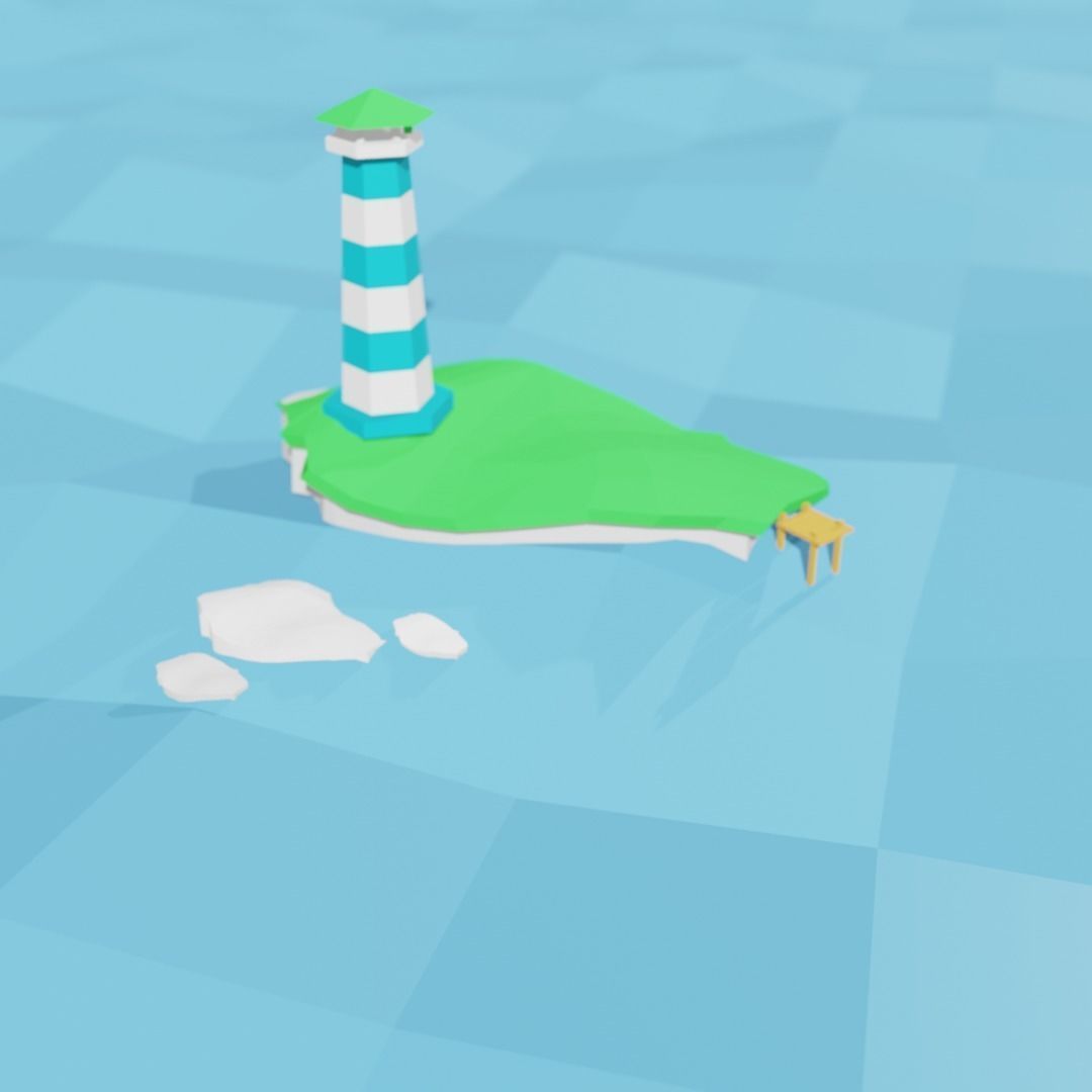 Island with lighthouse Free 3D model_1