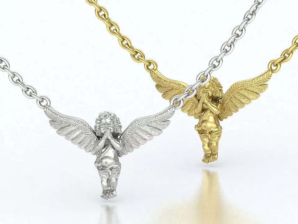 Angel Pendant Necklace Praying Mini Angel 3dmodel 3D print model