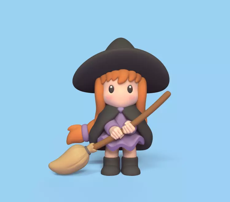 Cute Witch 3D print model_0
