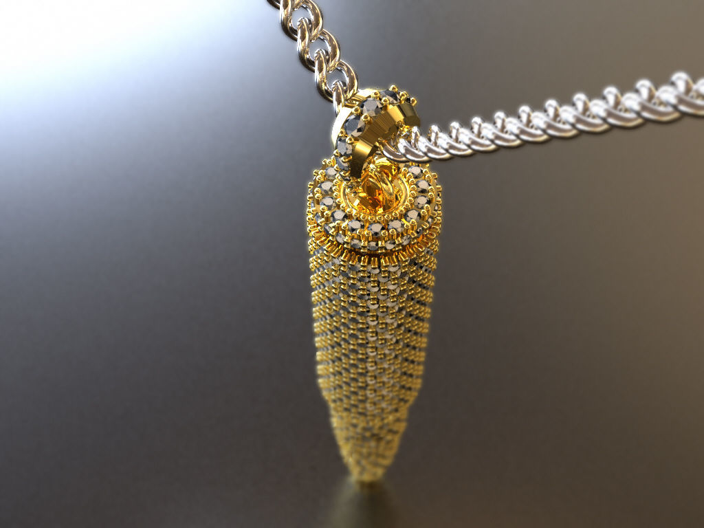 AK-47 Bullet iced-out pendant 3D print model_10