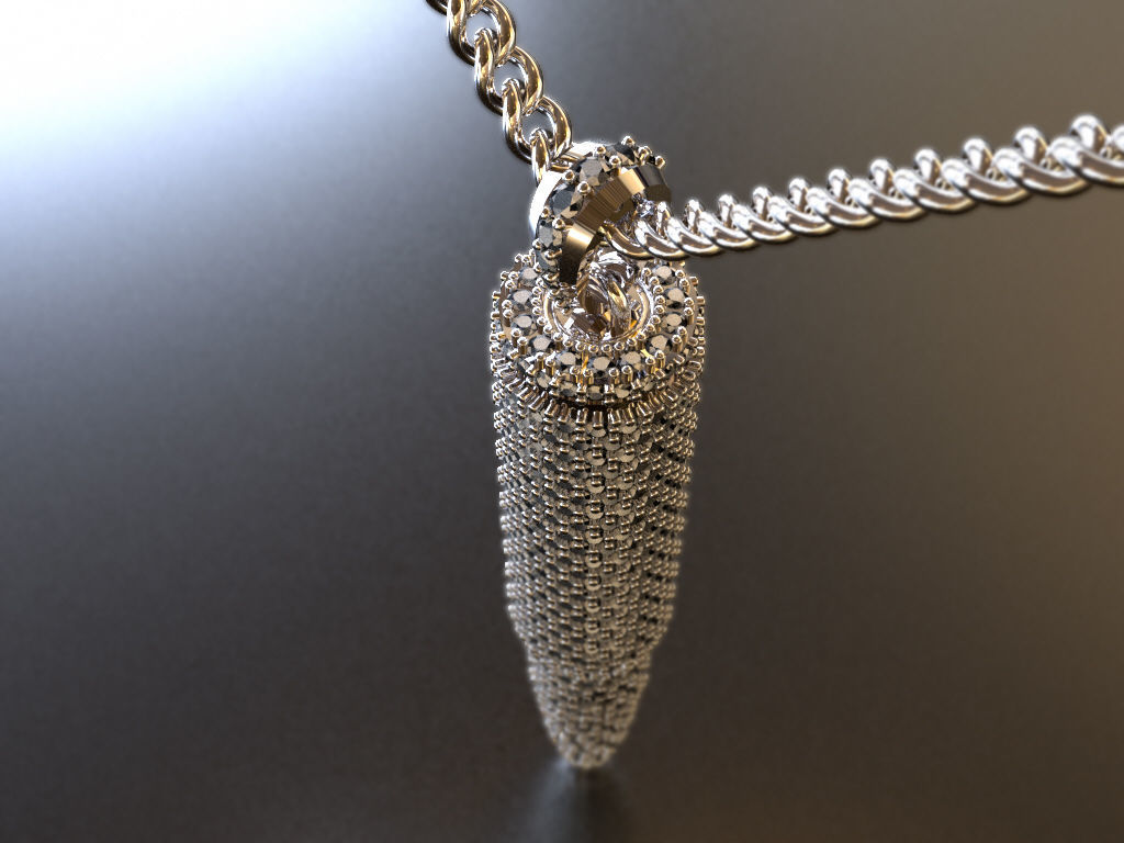 AK-47 Bullet iced-out pendant 3D print model_11