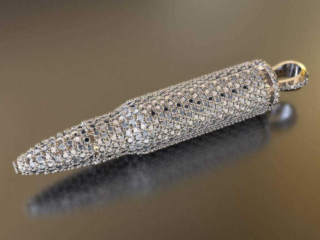 AK-47 Bullet iced-out pendant 3D print model_2