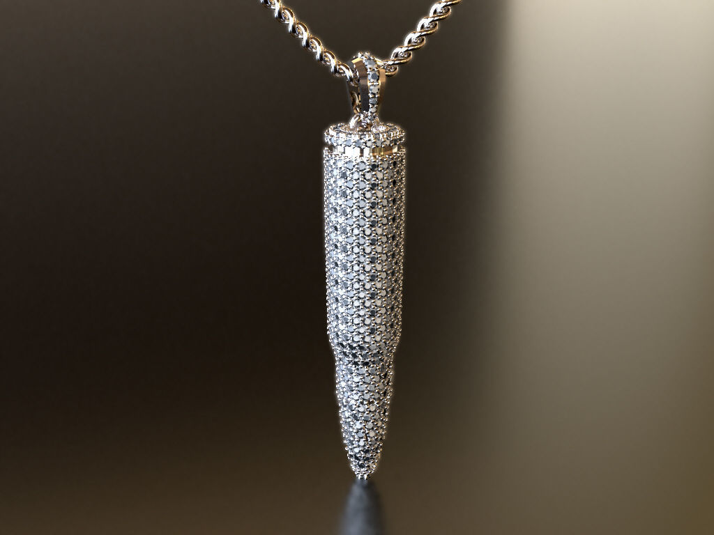 AK-47 Bullet iced-out pendant 3D print model_3
