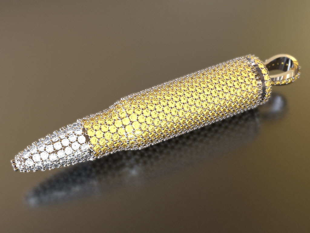 AK-47 Bullet iced-out pendant 3D print model_8