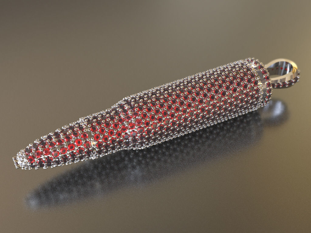 AK-47 Bullet iced-out pendant 3D print model_9
