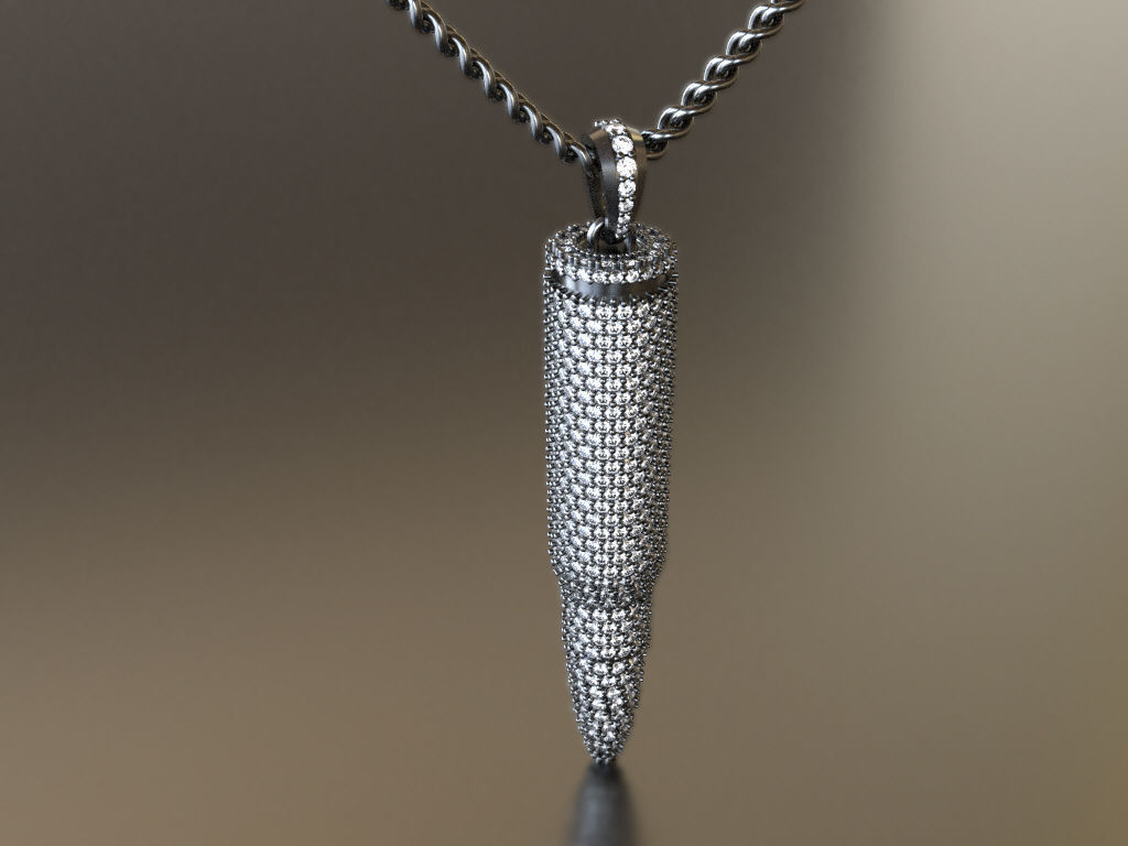 AK-47 Bullet iced-out pendant 3D print model_12