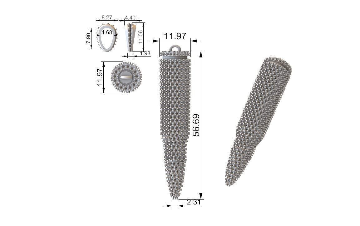 AK-47 Bullet iced-out pendant 3D print model_5