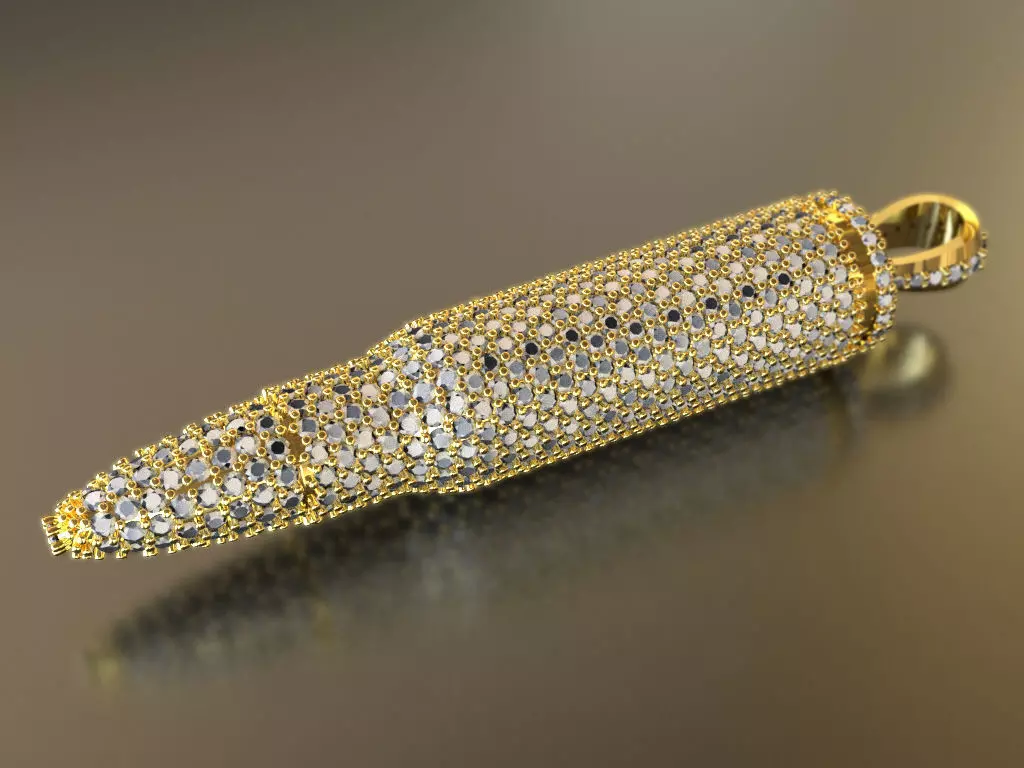 AK-47 Bullet iced-out pendant 3D print model_0