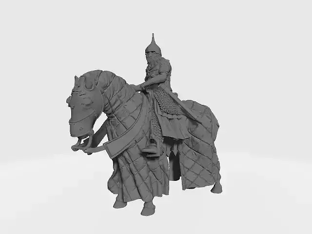 Medieval Russian heavy Knight mounted 3D print model