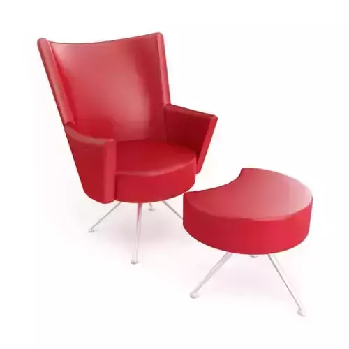 Red Chair With Ottoman