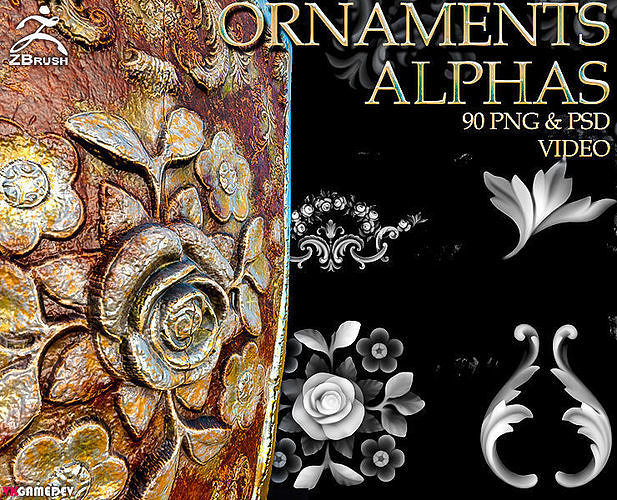 Ornament Alphas for ZBRush and Substance 3D model