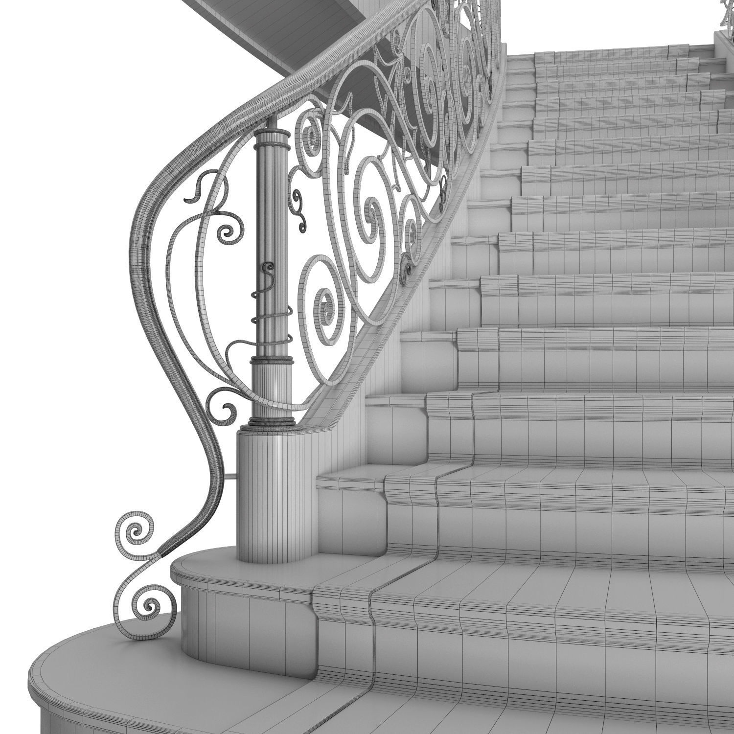 Mansion staircase 3D model_5