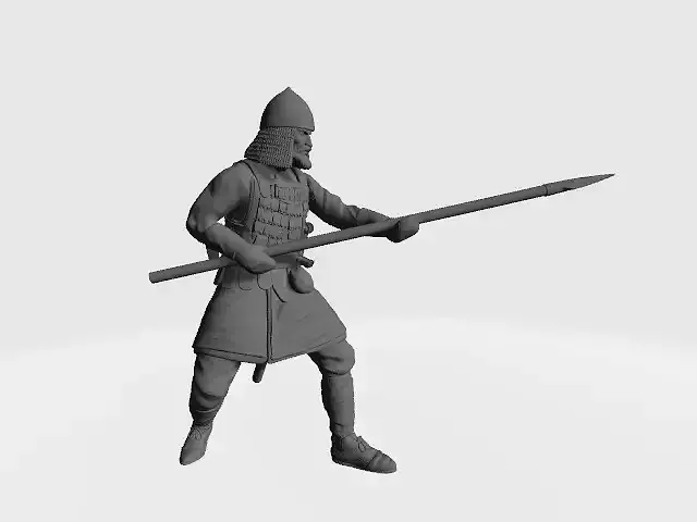 Medieval Russian Spearman levy infantry 3D print model