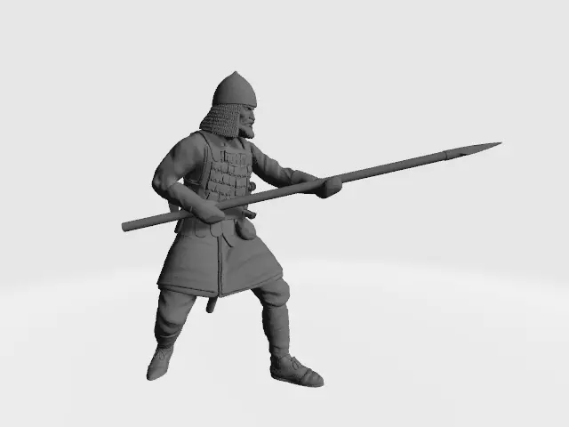 Medieval Russian Spearman levy infantry 3D print model_0