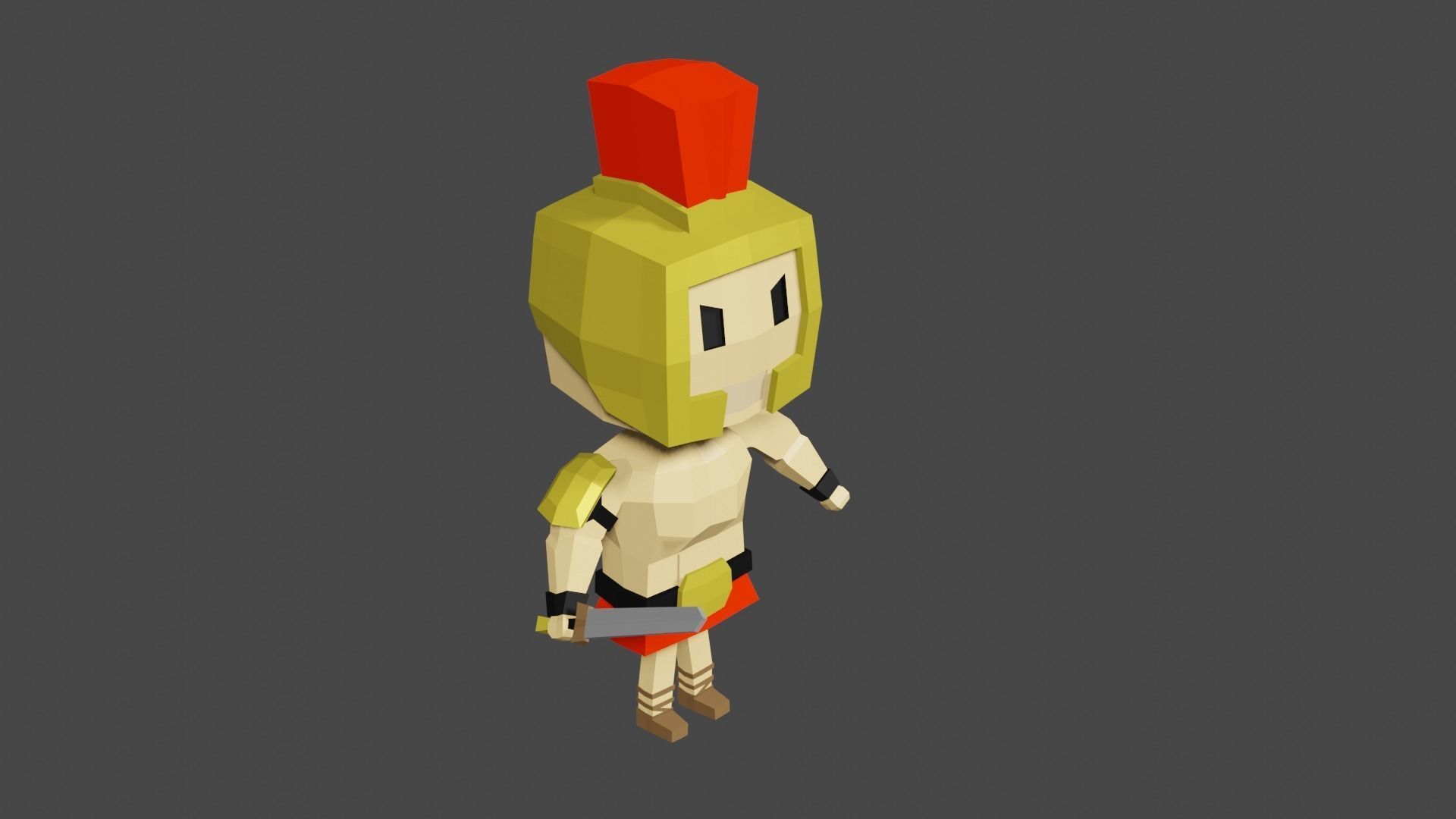 low poly warrior greek Low-poly 3D model_3
