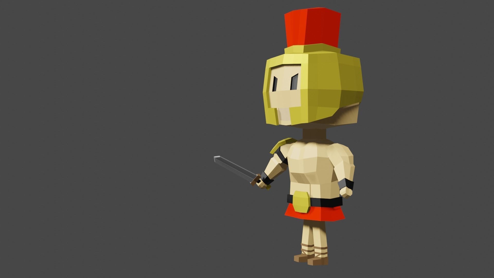 low poly warrior greek Low-poly 3D model_4