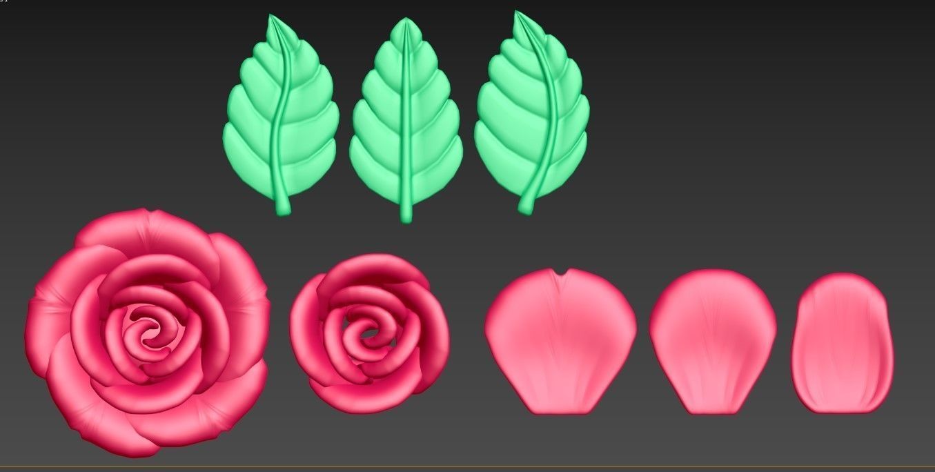 Rose flower Low-poly 3D model_3