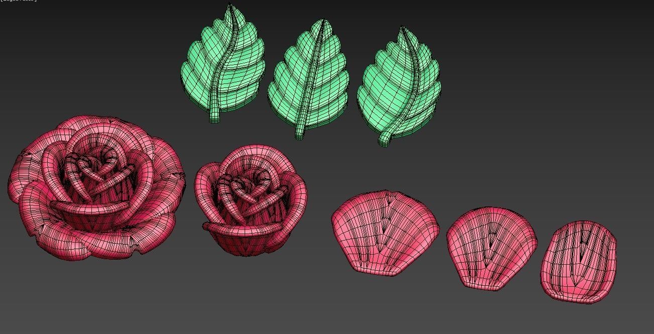 Rose flower Low-poly 3D model_4
