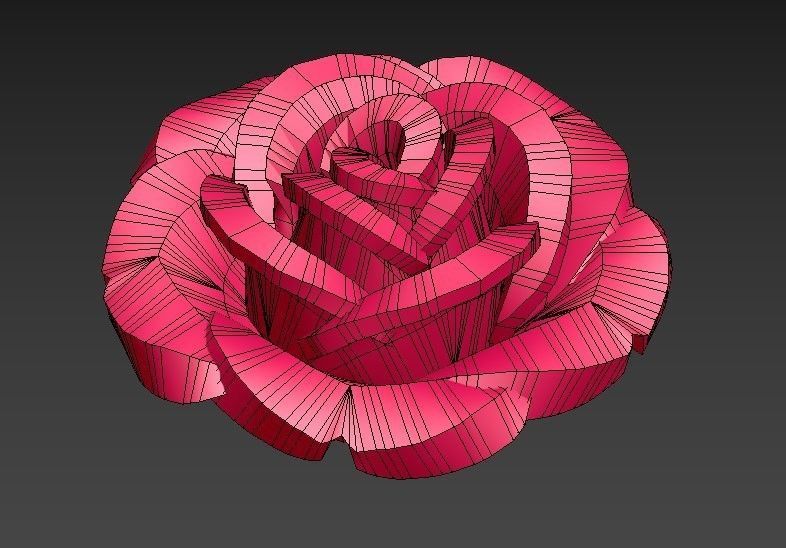 Rose flower Low-poly 3D model_2