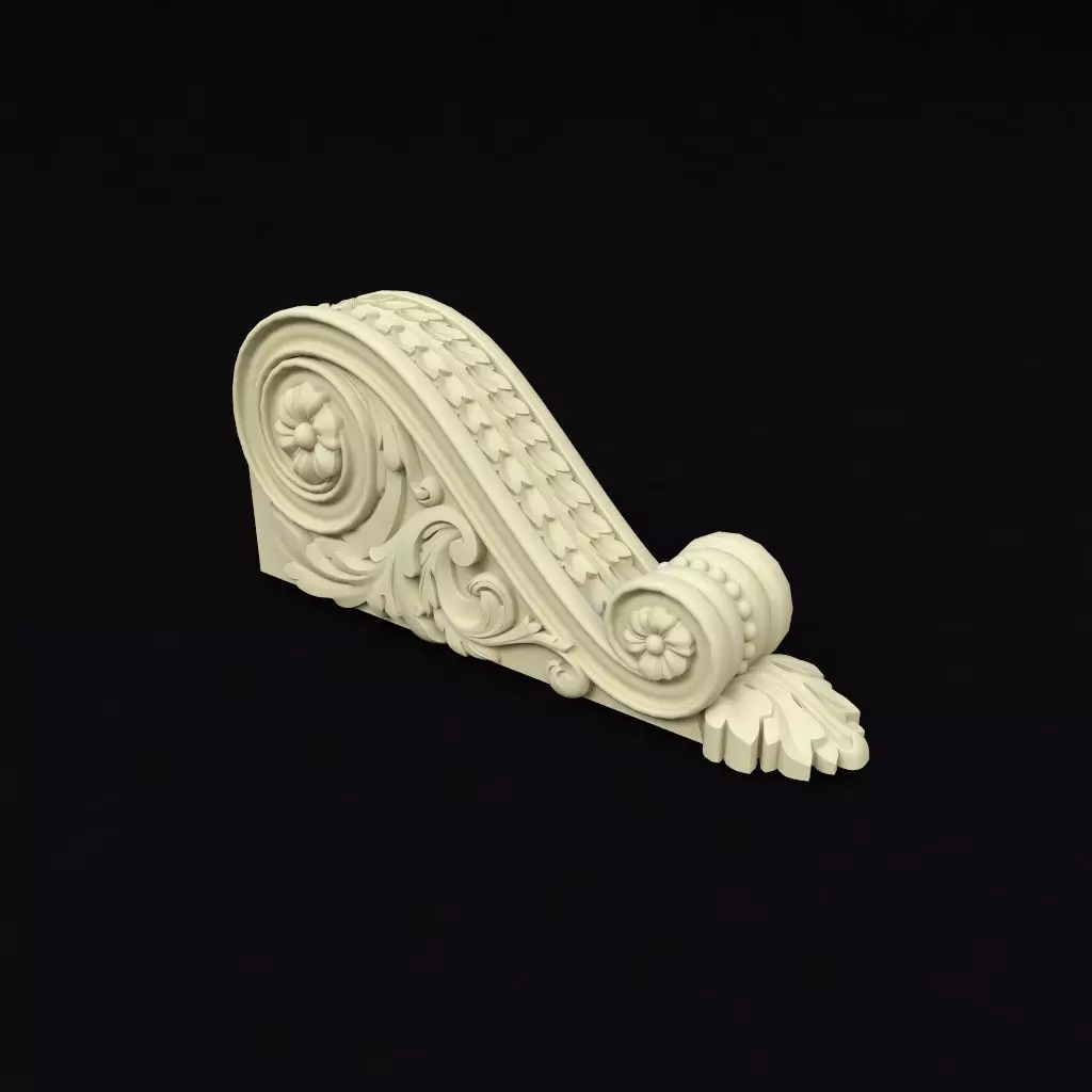 pilaster ornate door handle 3D model_0