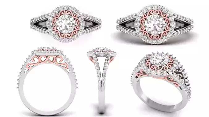 Princess Filigree Engagement Ring 