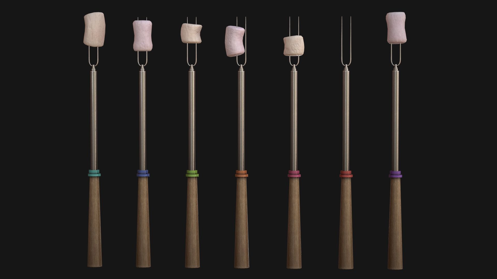 Marshmallow Roasting Sticks Low-poly 3D model_12