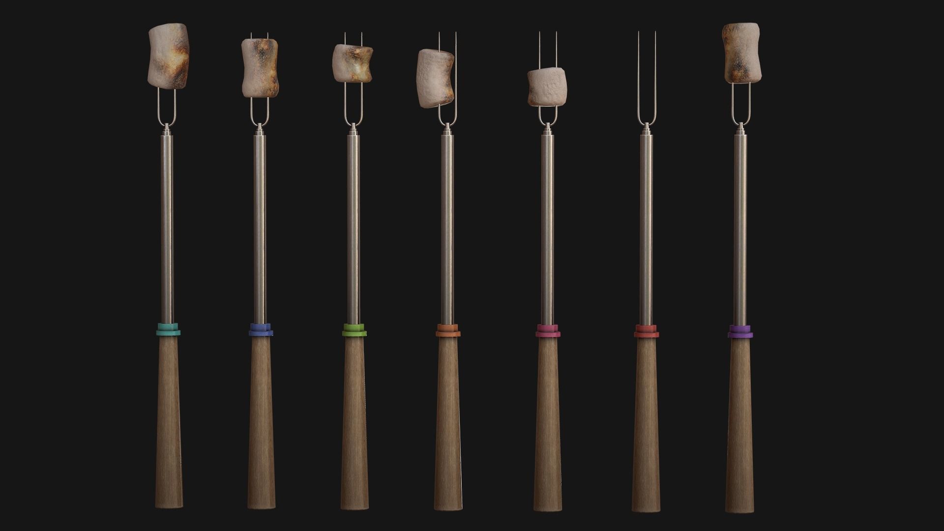 Marshmallow Roasting Sticks Low-poly 3D model_7