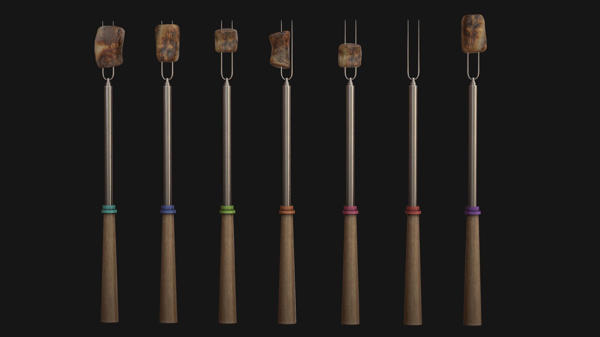Marshmallow Roasting Sticks Low-poly 3D model_13