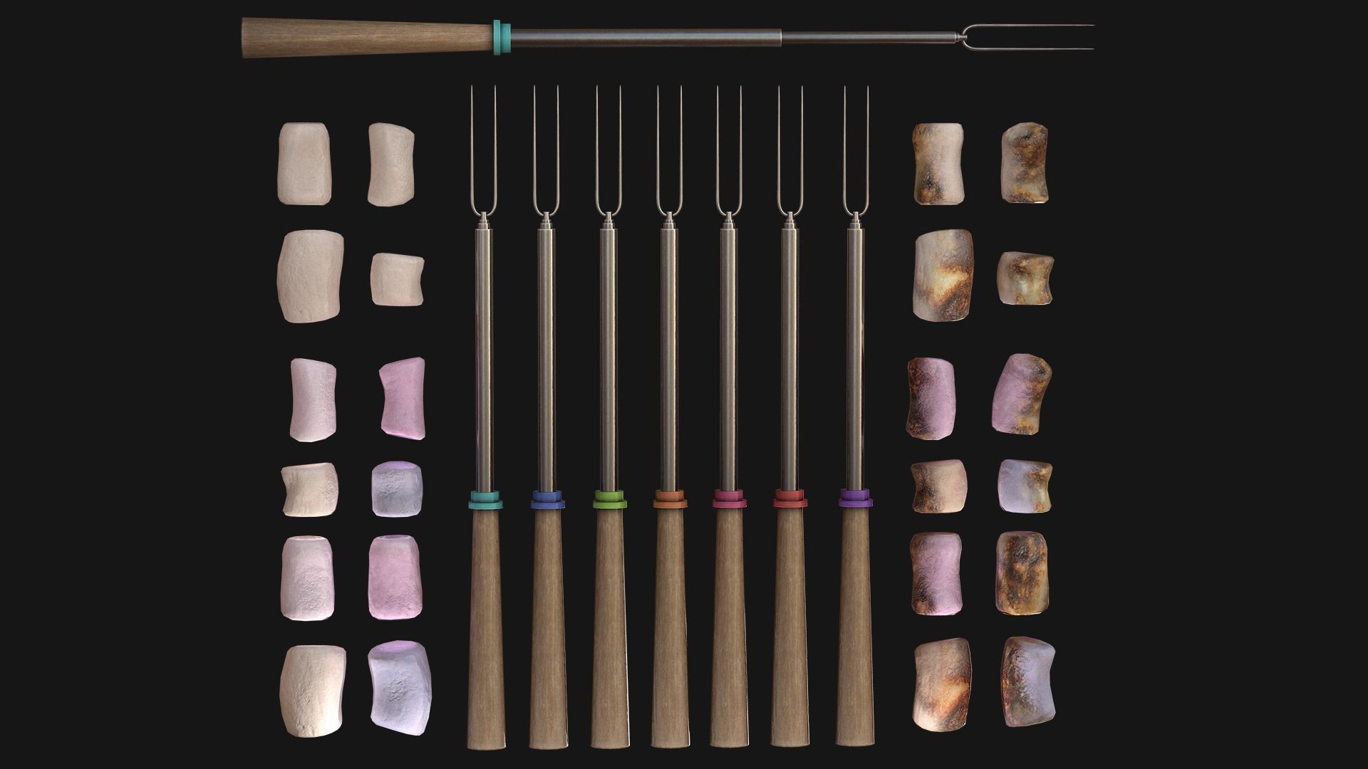 Marshmallow Roasting Sticks Low-poly 3D model_15