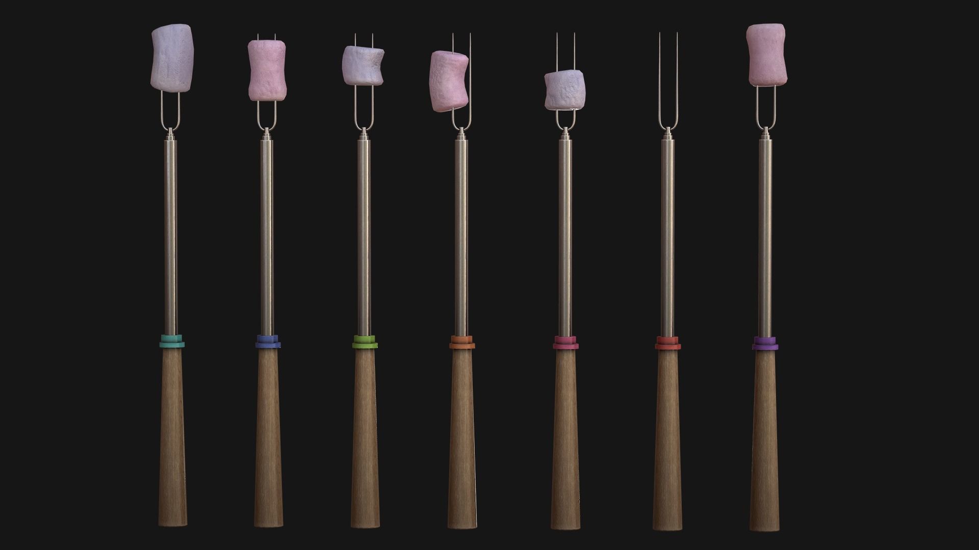 Marshmallow Roasting Sticks Low-poly 3D model_10
