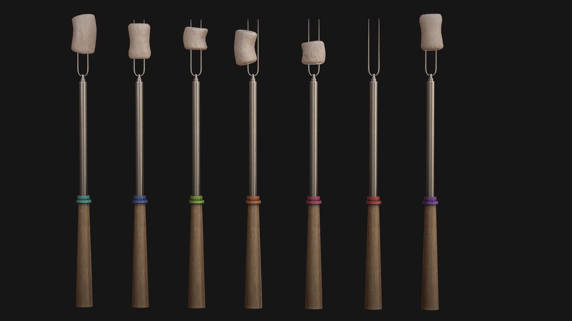 Marshmallow Roasting Sticks Low-poly 3D model_8