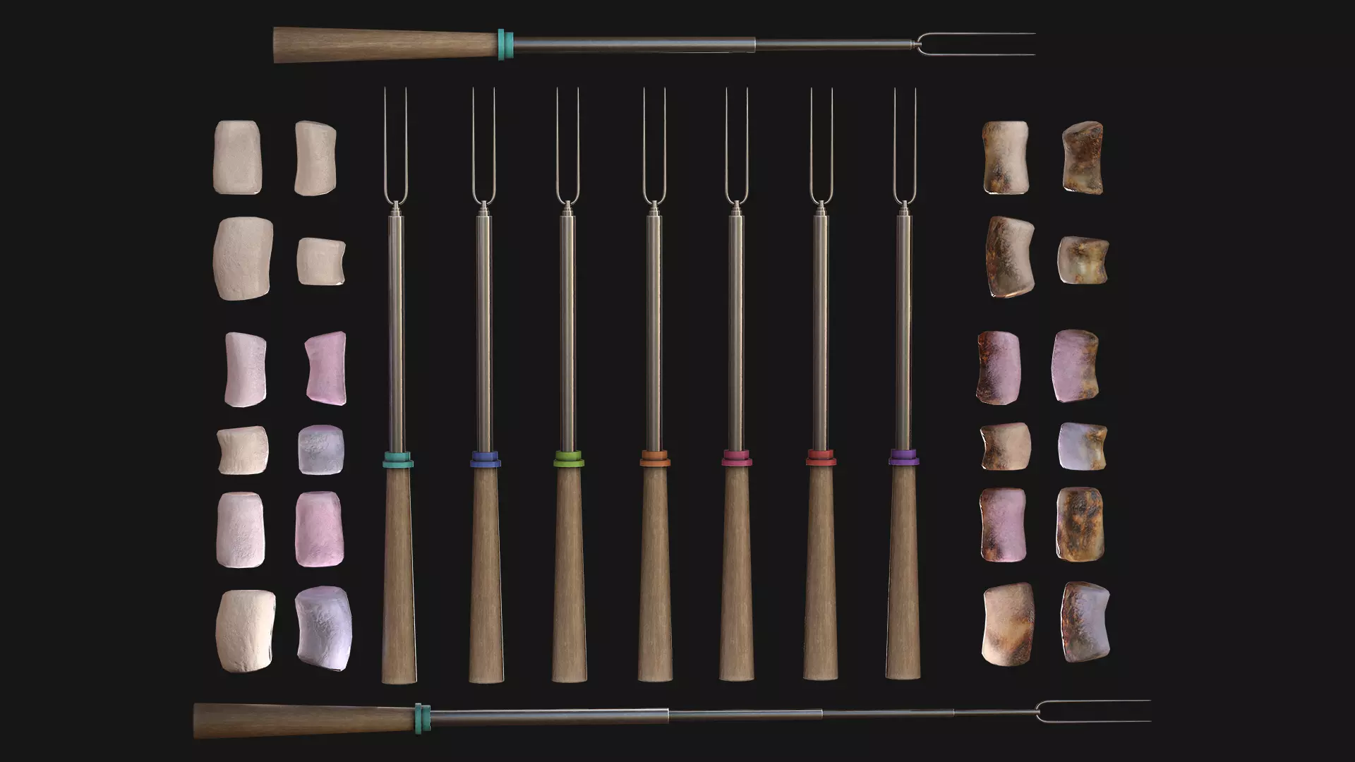 Marshmallow Roasting Sticks Low-poly 3D model_0
