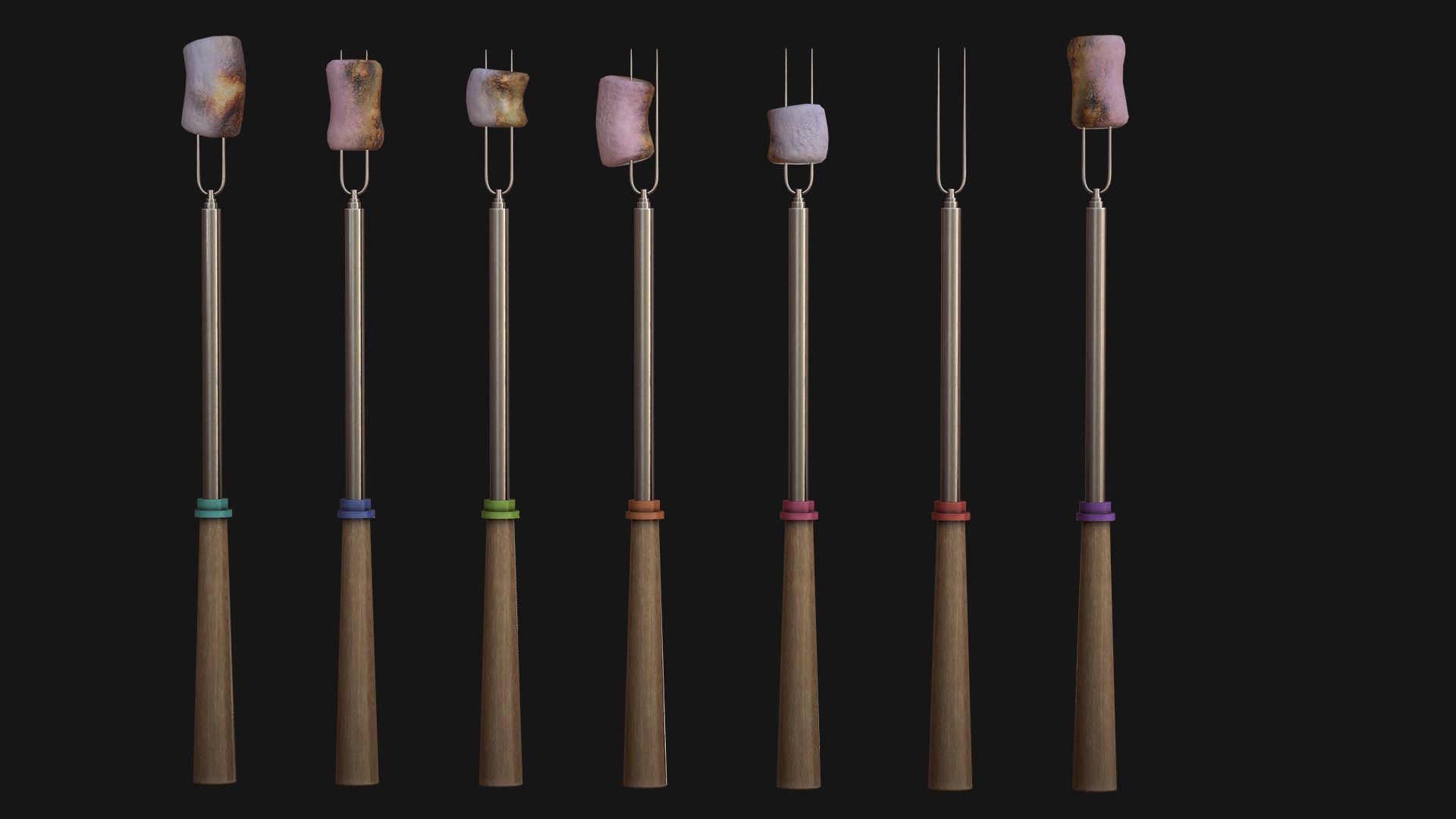 Marshmallow Roasting Sticks Low-poly 3D model_9
