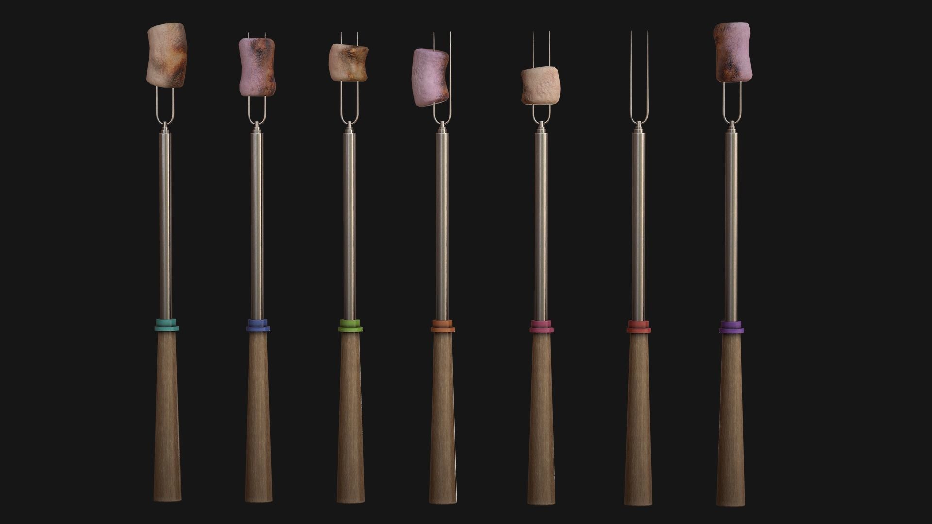 Marshmallow Roasting Sticks Low-poly 3D model_11