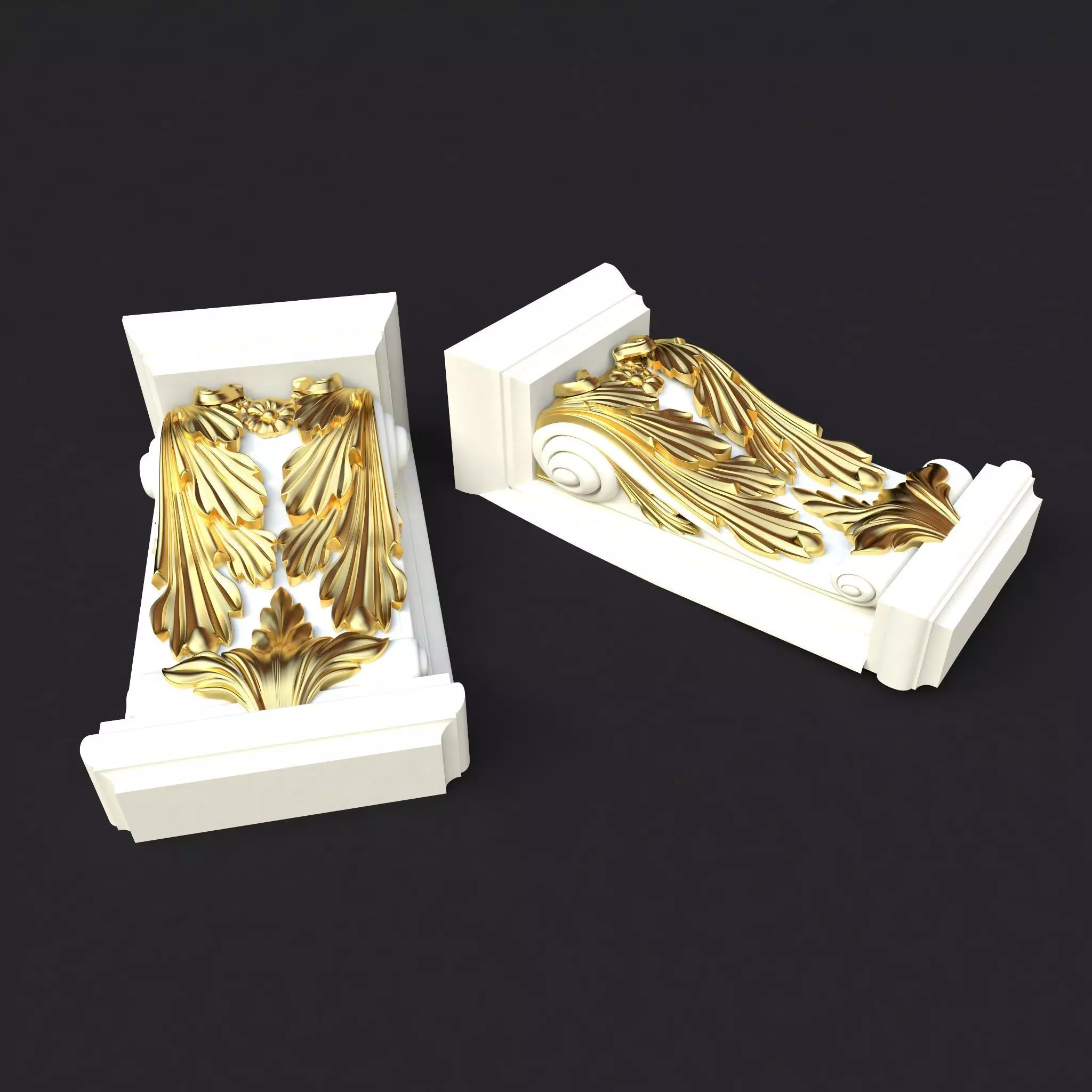 pilaster pair of gold ornaments 3D model